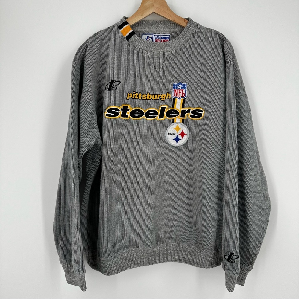 Vintage Logo Pro Line Pittsburgh Steelers Knit Sweatshirt Crewneck Embroidered